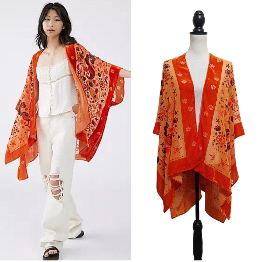 Floral Orange Kimono for Women